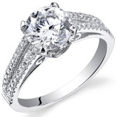Sterling Silver Round Cut Cubic Zirconia Single Stone Ring