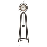 Rustic Metal Floor Clock with Pendulum