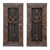 Antique Key Wood Wall Decor (Set of 2)