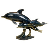 Three Swimming Dolphins Figurine