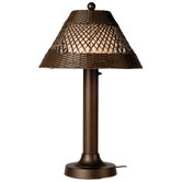 Java 34" Table Lamp with Walnut Shade and 3" Column in Bronze
