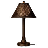 Tahiti II 34" Table Lamp with Walnut Wicker Shade and 2" Column in Bronze