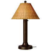 Tahiti II 34" Table Lamp with Antique Honey Wicker Shade and 3" Column in Bronze