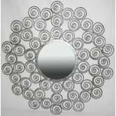 Round Wall Mirror with Swirls in Silver
