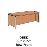 Plateau Office 72" W Bow Front Executive Desk