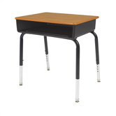 Laminate Student Desk with Open Front Plastic Box