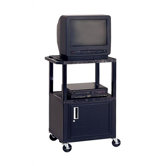 Adjustable Height Audio Visual Cart with Cabinet