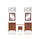 Martinsville 97" Double Basin Vanity with Adjustable Makeup Table and Stool