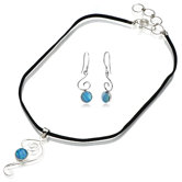 Sterling silver Blue Opal "Bella" Necklace and Earring Set