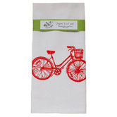 Organic Bike Block Print Tea Towel