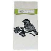 Organic Chickadee Block Print Tea Towel