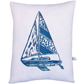 Sailboat Block Print Squillow Accent Pillow