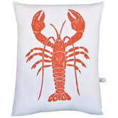 Lobster Block Print Squillow Accent Pillow