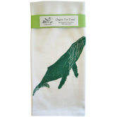 Organic Whale Block Print Tea Towel