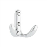 Brass Hat/Coat Hook with Chrome Finish and Two Horizontal Hooks