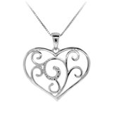 Sterling Silver Diamond Accent Heart Swirl Necklace