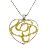 Sterling Silver and Gold Plated Diamond Accent Tangled Heart Necklace
