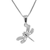 Sterling Silver Diamond Accent Dragonfly Necklace