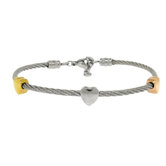Two-Tone Twisted Wire Heart Bracelet