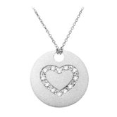 Sterling Silver Encrusted Heart Accent Diamond Necklace