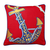 I Sea Life Embroidered Nautical Anchor Pillow