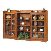 62" H Four Shelf Bookcase with Glass Door Sides
