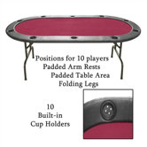 Full Size Texas Hold'em Burgundy Felt Poker Table