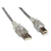 15" USB 2.0 A Male To B Male Clear Cable