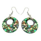 Round Cutout Abalone Shell Dangle Earrings