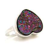 Druzy Sterling Silver Heart Ring