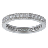 Sterling Silver Cubic Zirconia Micro Pave Eternity Stackable Ring