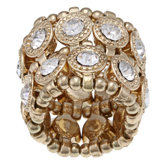 Goldtone Crystal 2-Row Disc Stretch Fashion Ring