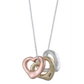 Multi-Tone Three Open Heart 'Love' Charm Necklace