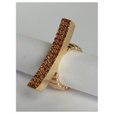 Goldtone Pave Crystal Elongated Bar Stretch Ring