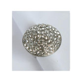 Silvertone Clear Crystal Pave Oversized Stretch Ring