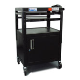 Height Adjustable AV Media Cart with Security Cabinet - Two Stationary Shelves