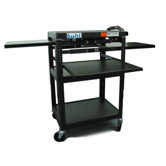 Height Adjustable AV Media Cart - Three Stationary Shelves / Two Pull-Out Shelves / Laptop Shelf