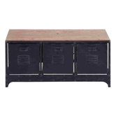 Handcrafted Wood Metal Storage Bench
