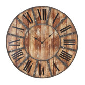Round Metal Wood Clock