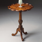 Masterpiece Pedestal End Table in Olive Ash Burl