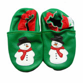 Snowman Soft Sole Leather Baby Shoes