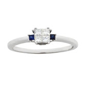 14k White Gold 1/4ct TDW Diamond with Blue Sapphires Ring