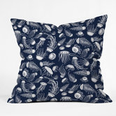 Jennifer Denty Polyester Jellyfish Indoor/Outdoor Throw Pillow