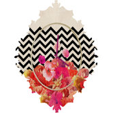 Bianca Green Chevron Flora 2 Clock