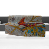 Elizabeth St Hilaire Nelson Cardinal On White Fleece Throw Blanket