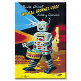 Musical Drummer Robot Canvas Wall Art