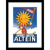 Sport Hotel  Altein Sun Headed Skier Framed and Matted Print