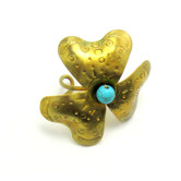 Brass Turquoise Bead Flower Ring