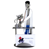 Desk Accessory Veterinarian Examining Cat Business Card Holder