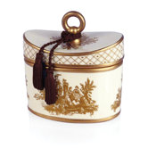 Classic Toile Japanese Quince Ceramic Candle